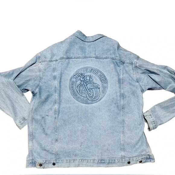VINTAGE 2001 Denim " Ride for MDA" Bikers jacket. Oversized 2XL - Picture 2 of 11